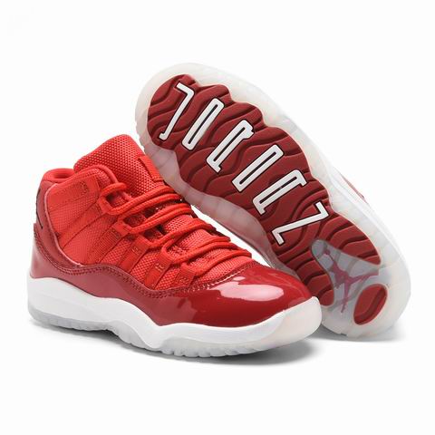 Nike Air Jordan 11 Youth Kids Shoes Size28-37 Red-16